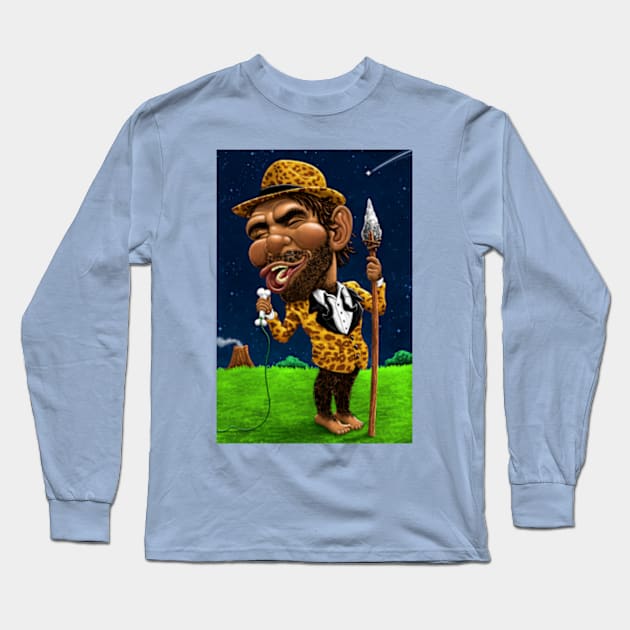 Croonin' Caveman Long Sleeve T-Shirt by Motzart